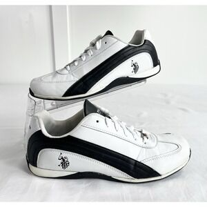 U.S. Polo Assn White & Black Faux Leather Sneakers Y2K Street Old Money Men's 11